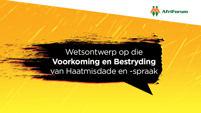 Haatspraakwetsontwerp oorgehaal vir misbruik: AfriForum veroordeel regering se stoomroller van wetsontwerp