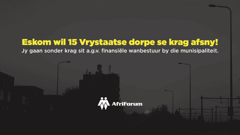 Eskom wil 15 Vrystaatse dorpe se krag afsny!