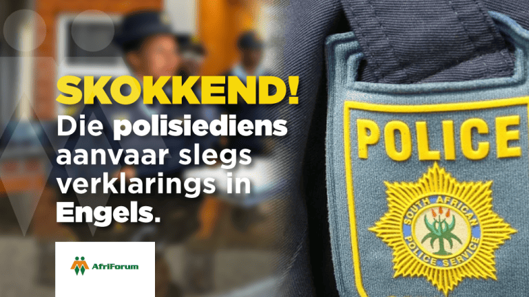 Die polisiediens aanvaar slegs verklarings in Engels