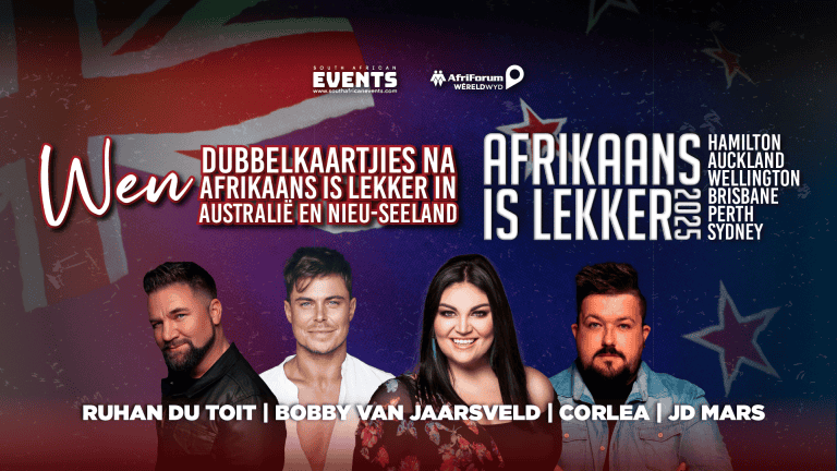 Wen kaartjies vir vriende vir Afrikaans is Lekker-konserte in Australië en Nieu-Seeland