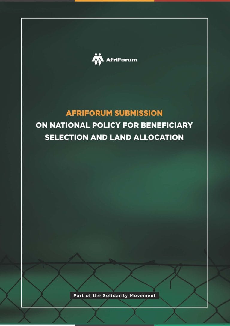 AfriForum submission on national policy for beneficiary selection and land allocation