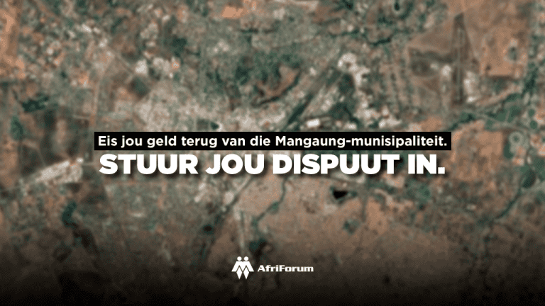 Eis jou geld terug van die Mangaung-munisipaliteit. Stuur jou dispuut in.