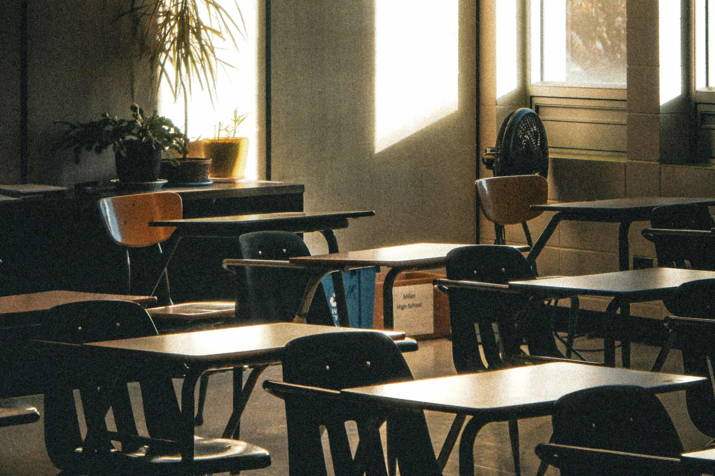 Onderwys, onderrig, opvoeding, donker klaskamer, klas, skool