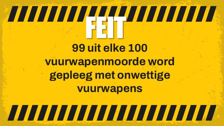 99 uit elke 100 vuurwapenmoorde gepleeg met onwettige vuurwapens