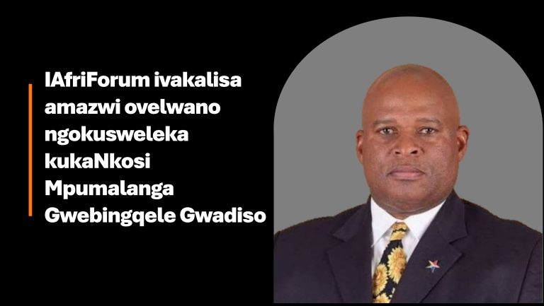 IAfriForum ivakalisa amazwi ovelwano ngokusweleka kukaNkosi Mpumalanga Gwebingqele Gwadiso
