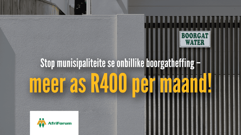 Stop munisipaliteite se onbillike boorgatheffing