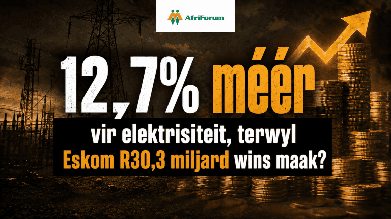 12,7% méér vir elektrisiteit, terwyl Eskom R30,3 miljard wins maak?
