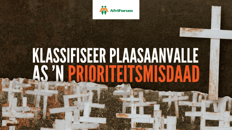 Klassifiseer plaasaanvalle as ’n prioriteitsmisdaad