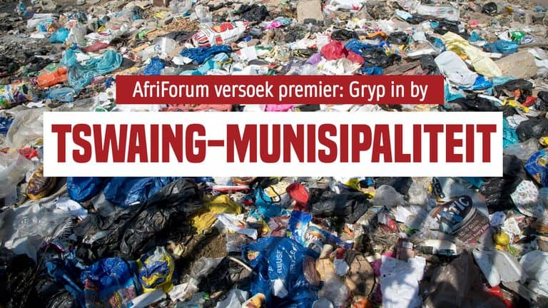 Traag, traer, Tswaing-munisipaliteit: AfriForum versoek premier om in te gryp oor vrot dienslewering en vervalle infrastruktuur