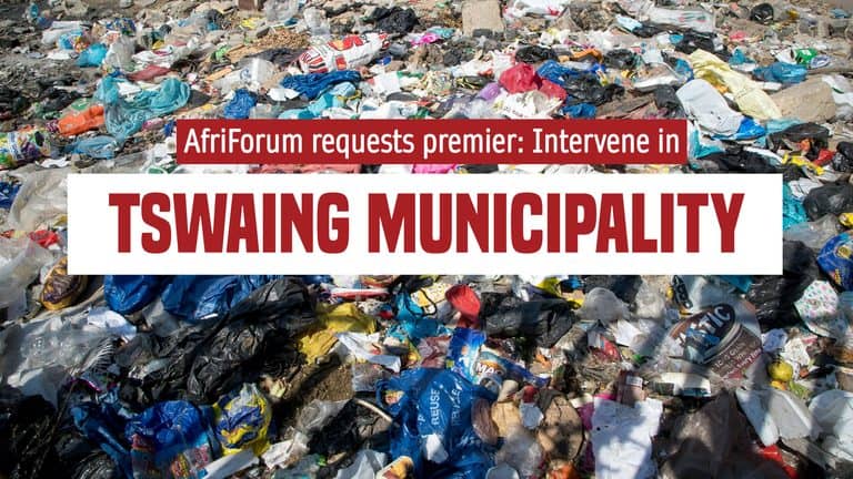 Terrible service delivery in Tswaing Municipality: AfriForum calls on Premier to intervene